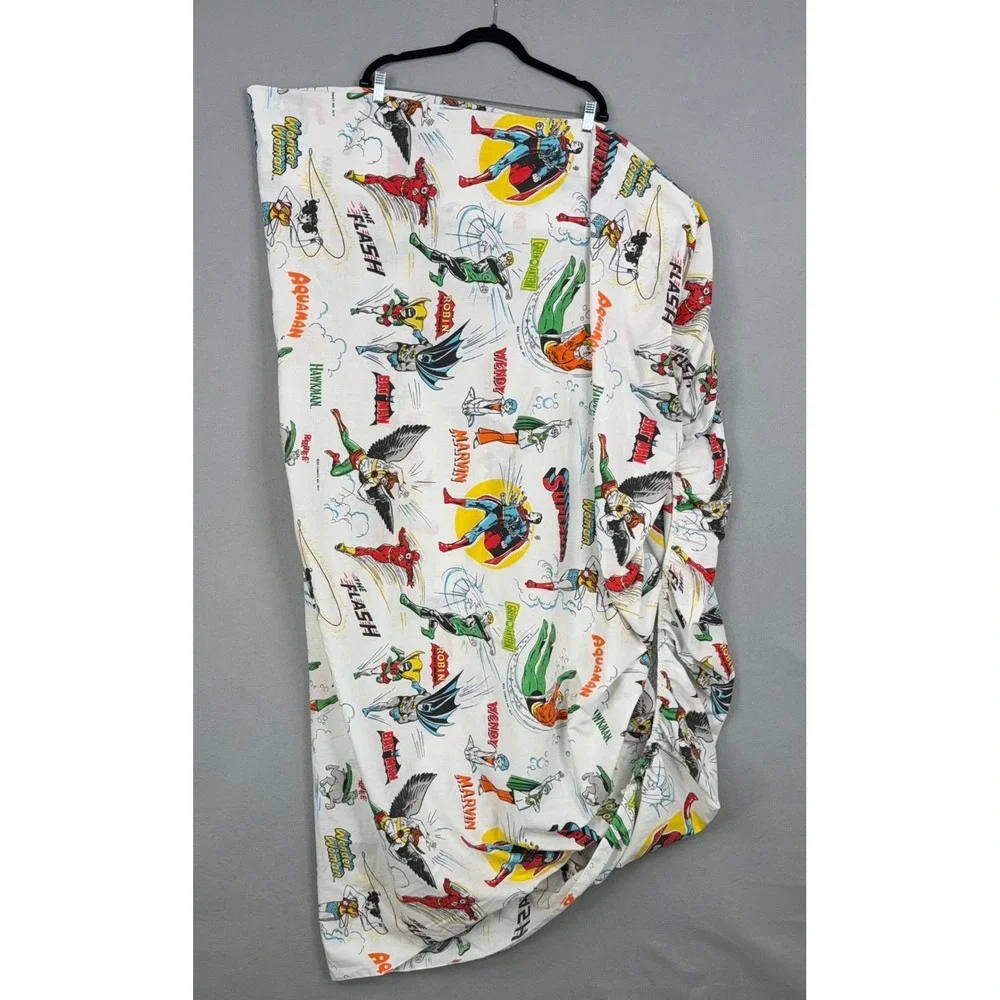 DC Comics Fitted Sheet Twin White Justice League Super Friends Vintage 1977